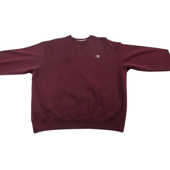 Champion Sweatshirt Mens Large Burgundy Long Sleeve Reverse Weave Logo Crew Neck - Picture 1 of 10